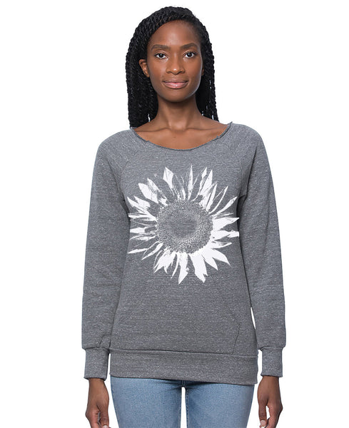 Women s Heather Grey Sunflower Kangaroo Pocket Sweater Naturwrk