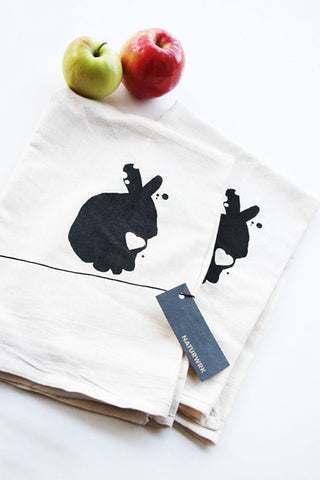 Rabbit Tea Towel Pair