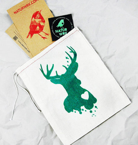 Green Deer Reusable Gift Bag