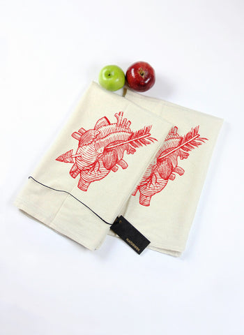 Pair of Heart & Arrow Tea Towels
