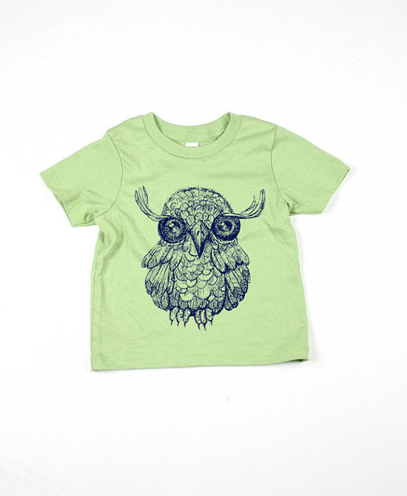 Kids Green Owl Tshirt