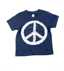 Kids Navy Blue Peace Sign Tshirt