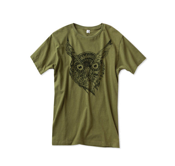 Men's Army Green Wise Owl Tshirt
