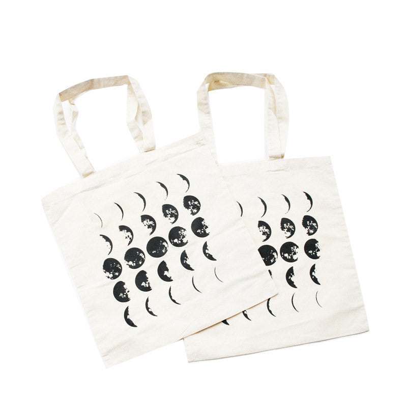 Pair of Moon Phases Tote Bags