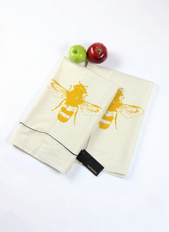 Pair of Yellow Bee Tea Towels