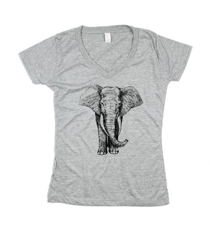 Womens Grey Elephant V-Neck